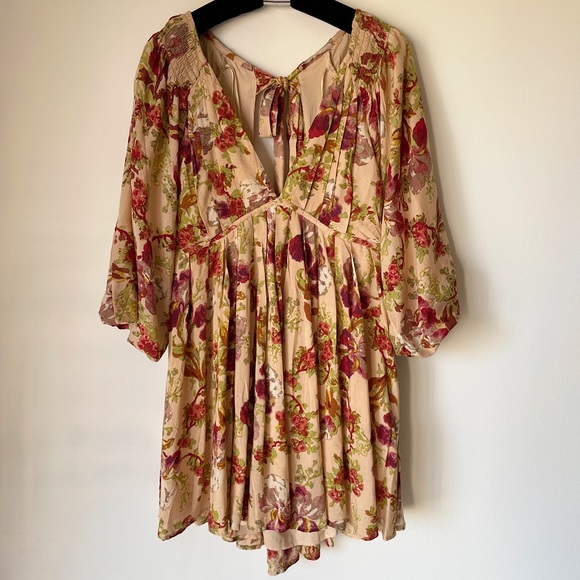 NEW Free People Beck Mini Dress In Warm Tea Combo - Picture 6 of 15